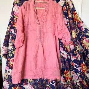 Peach Linen Tunic Top